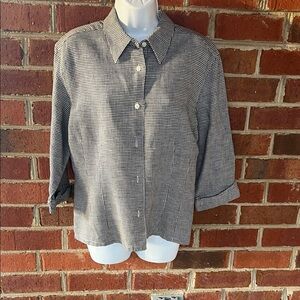 Talbots Black and White Gingham Blouse